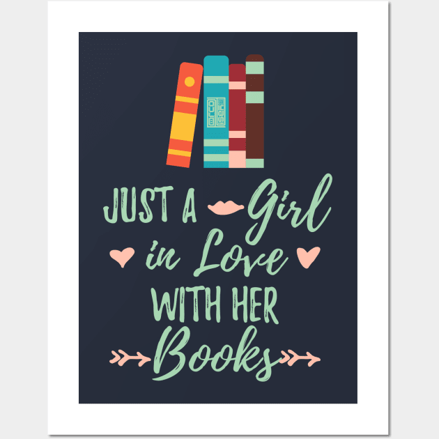 A Girl in Love With Her Books Bookworm Book Lover Wall Art by porcodiseno